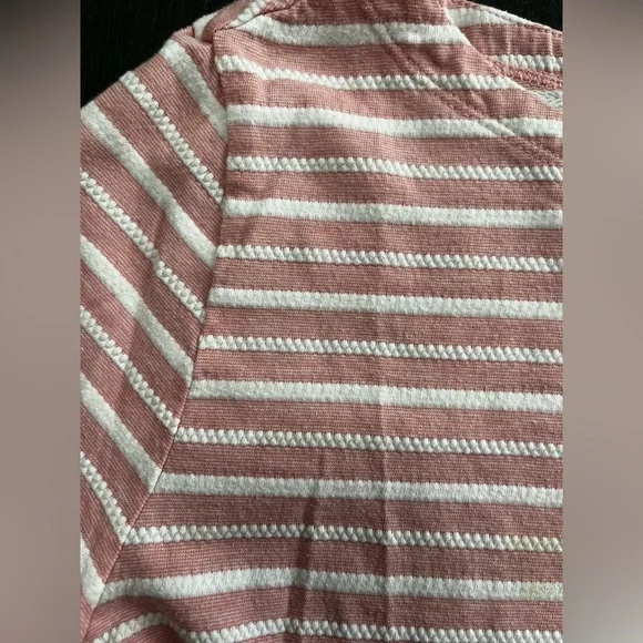 Denver Hayes Women Large Cotton Blend Pink and White 3/4 Stripped Shirt - Picture 3 of 13
